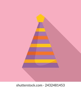 Decoration festive cone icon flat vector. Party hat. Kid funny event