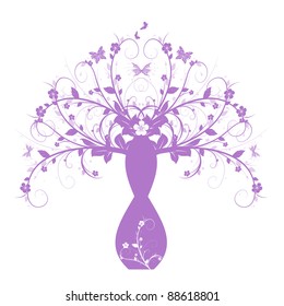 Decoration floral and vase isolated on white background