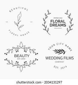 decoration floral wedding logo vector