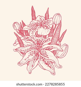 Decoration flower. Floral design element. sketch style. vector illustration