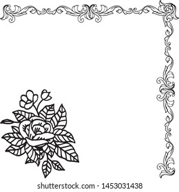 Decoration flower frame for banner, space for your text. Vector