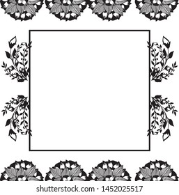 Decoration flower frame, isolated on white background. Vector