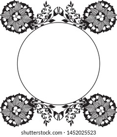 Decoration flower frame, isolated on white background. Vector