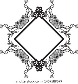Decoration of flower frame, ornament of card, wallpaper design. Vector