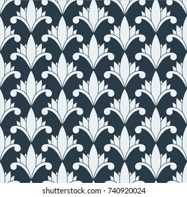 decoration flower seamless pattern on blue background