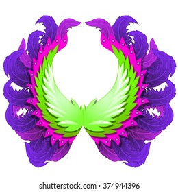 Decoration in the form of colorful wings. Vector.