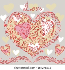 Decoration in the form of heart from curls, can be used as a card for Valentine's Day.