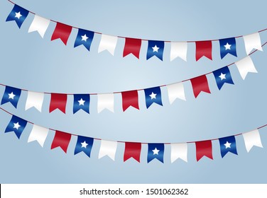 Decoration garlands patriotic Chile, Chile celebration, illustrator vector.