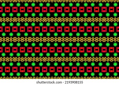 The decoration of geometric shape form a pattern on black background,colorful striped,fashion art design
