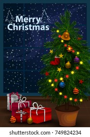 Decoration and gift for Merry Christmas and Happy New Year in vector