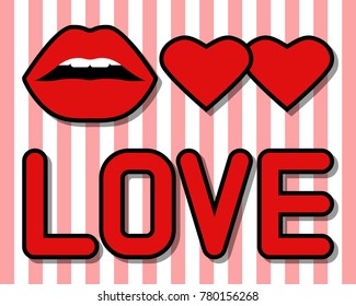 Decoration for gift wrap, greeting cards, posters, patches. Bright red stickers for handiwork.