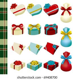 Decoration gifts set. Illustration vector.