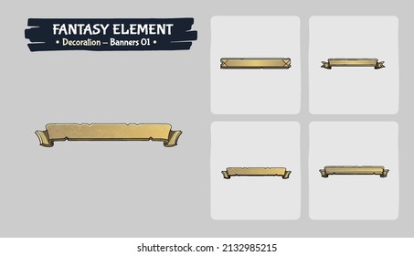 Decoration Gold Banner Fantasy game assets design- Vector Illustration svg