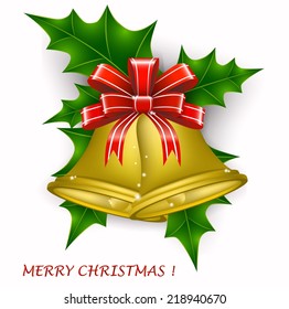 Decoration, gold bells, Merry Christmas
