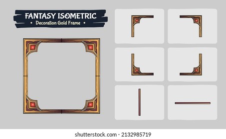 Decoration Gold  Frame Fantasy Game Assets- Vector Illustration