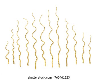 Decoration golden branches of trees with sparkles. Gold decorative element, vector object isolated.