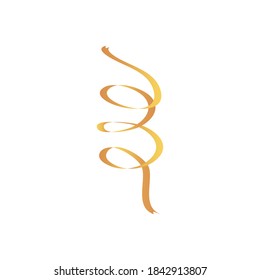 decoration golden ribbon icon over white background, flat style, vector illustration