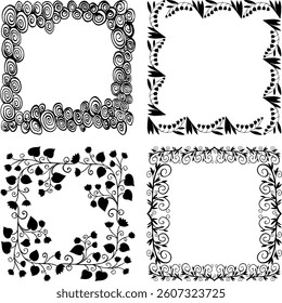 Decoration. greeting card. Premium decoration. Ticket design. Design template. Doodle photo frames, cute hand drawn painting frame. Sketch picture framing borders with decorative elements vector set