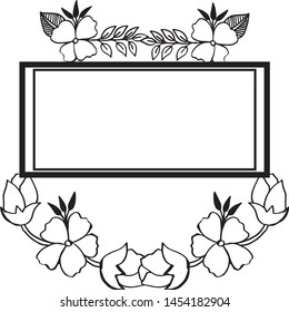 Decoration of greeting cards, blossom flower and crowd leaf, cute floral frame. Vector