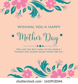 Decoration for happy mother day invitation card, with beautiful pink wreath frame. Vector
