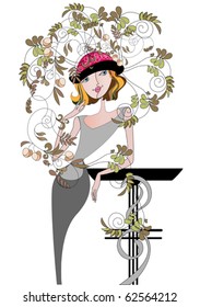 Decoration of the hat with flowers