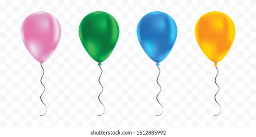 Decoration helium balloon set vector illustration on transparent background