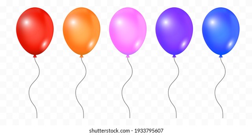 Decoration helium balloon set vector illustration on transparent background