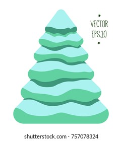 decoration for home or shop Windows. Vector fir tree covered with snow. sticker.