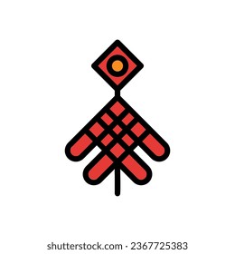 Decoration icon colored outline red orange colour chinese new year vector element and symbol perfect.