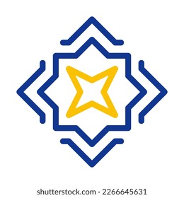 decoration icon duocolor blue yellow style ramadan illustration vector element and symbol perfect. Icon sign from modern collection for web.