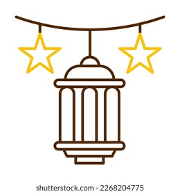 decoration icon duocolor brown yellow style ramadan illustration vector element and symbol perfect. Icon sign from modern collection for web.