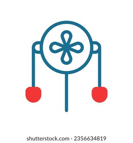 Decoration icon duotone red blue colour chinese new year vector element and symbol perfect.