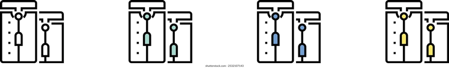 decoration icon. Outline, Green, Blue and Yellow Style Design Isolated On White Background