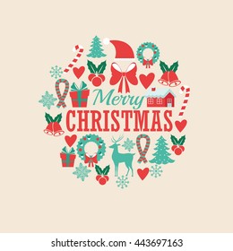 Decoration icon set. Merry Christmas. Vector graphic