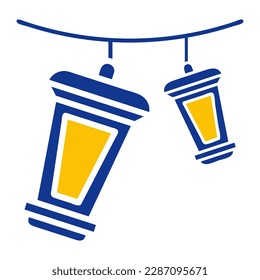 decoration icon solid blue yellow colour ramadan illustration vector element and symbol perfect. Icon sign from modern collection for web.