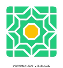 decoration icon solid green yellow style ramadan illustration vector element and symbol perfect. Icon sign from modern collection for web.