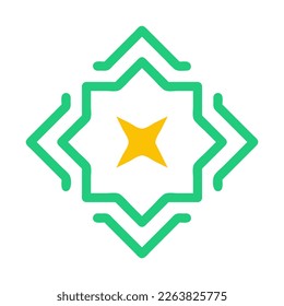 decoration icon solid green yellow style ramadan illustration vector element and symbol perfect. Icon sign from modern collection for web.