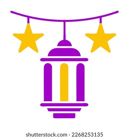 decoration icon solid purple yellow style ramadan illustration vector element and symbol perfect. Icon sign from modern collection for web.