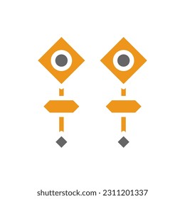 Decoration icon solid style orange grey colour chinese new year vector element and symbol perfect.