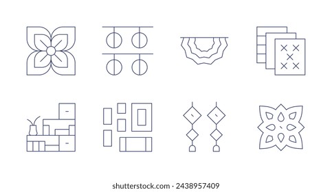Decoration icons. Editable stroke. Containing poinsettia, fair, shelves, frames, decoration, decorate, paper.