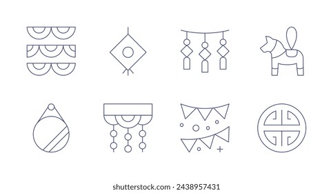 Decoration icons. Editable stroke. Containing mardigras, mirror, decoration, decorate, flags.