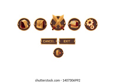 Decoration icons for games. Vector illustration. 
in golden color - Vector