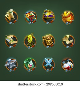 Decoration icons for games. Vector illustration.