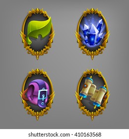 Decoration icons for games. Vector illustration.