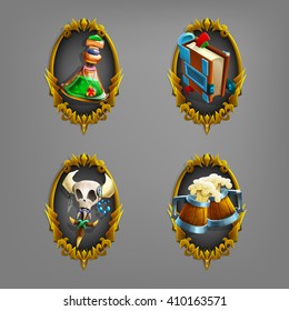 Decoration icons for games. Vector illustration.