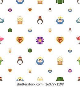 Decoration Icons Pattern Seamless. Included Editable Flat Handmade Jewelry, Floral Design, Jumper, Flower Basket, Quilling, Celebration Icons. Decoration Icons For Web And Mobile.