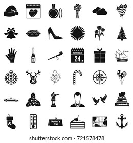 Decoration icons set. Simple style of 36 decoration vector icons for web isolated on white background
