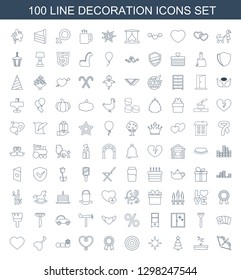 decoration icons. Trendy 100 decoration icons. Contain icons such as bow, fountain, Christmas tree, star, award, ribbon, heart, snowflake. decoration icon for web and mobile.