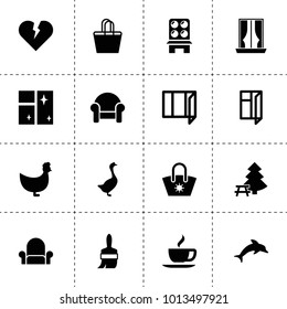 Decoration icons. vector collection filled decoration icons. includes symbols such as chicken, goose, armchair, clean window, paint brush. use for web, mobile and ui design.