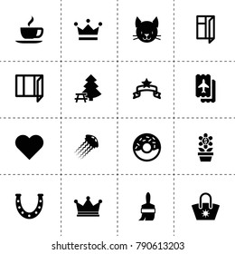 Decoration icons. vector collection filled decoration icons. includes symbols such as horseshoe, ticket, crown, paint brush, window, banner. use for web, mobile and ui design.